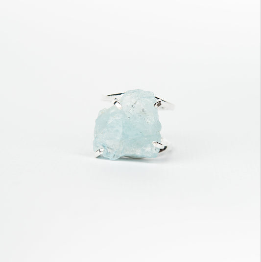 Каблучка з Аквамарина з посрібленням onesize Aq-156