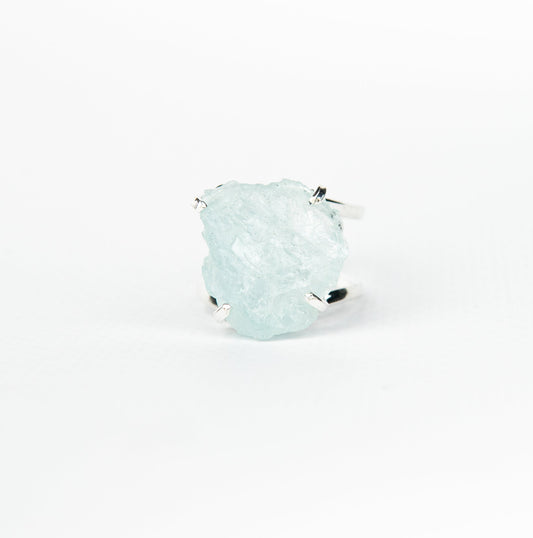 Каблучка з Аквамарина з посрібленням onesize Aq-157