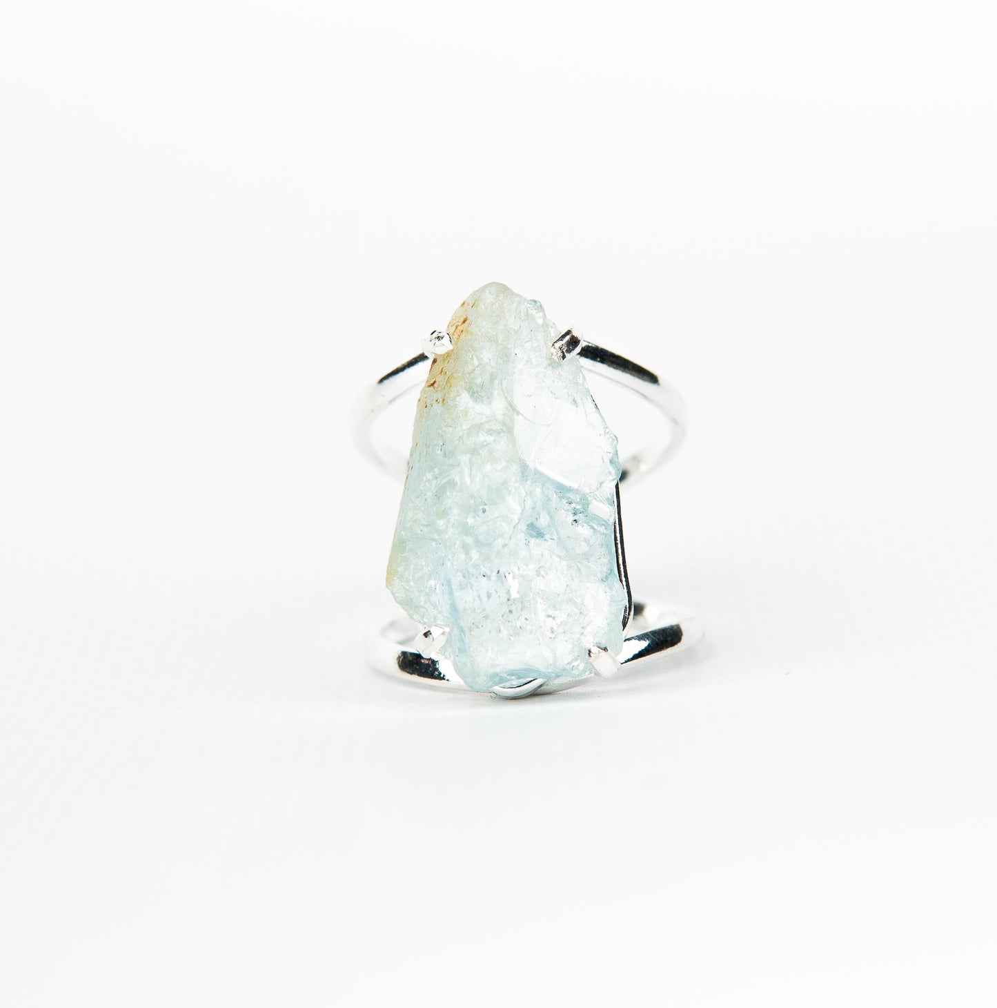 Кольцо с аквамарином с посеребрением onesize Aq-158