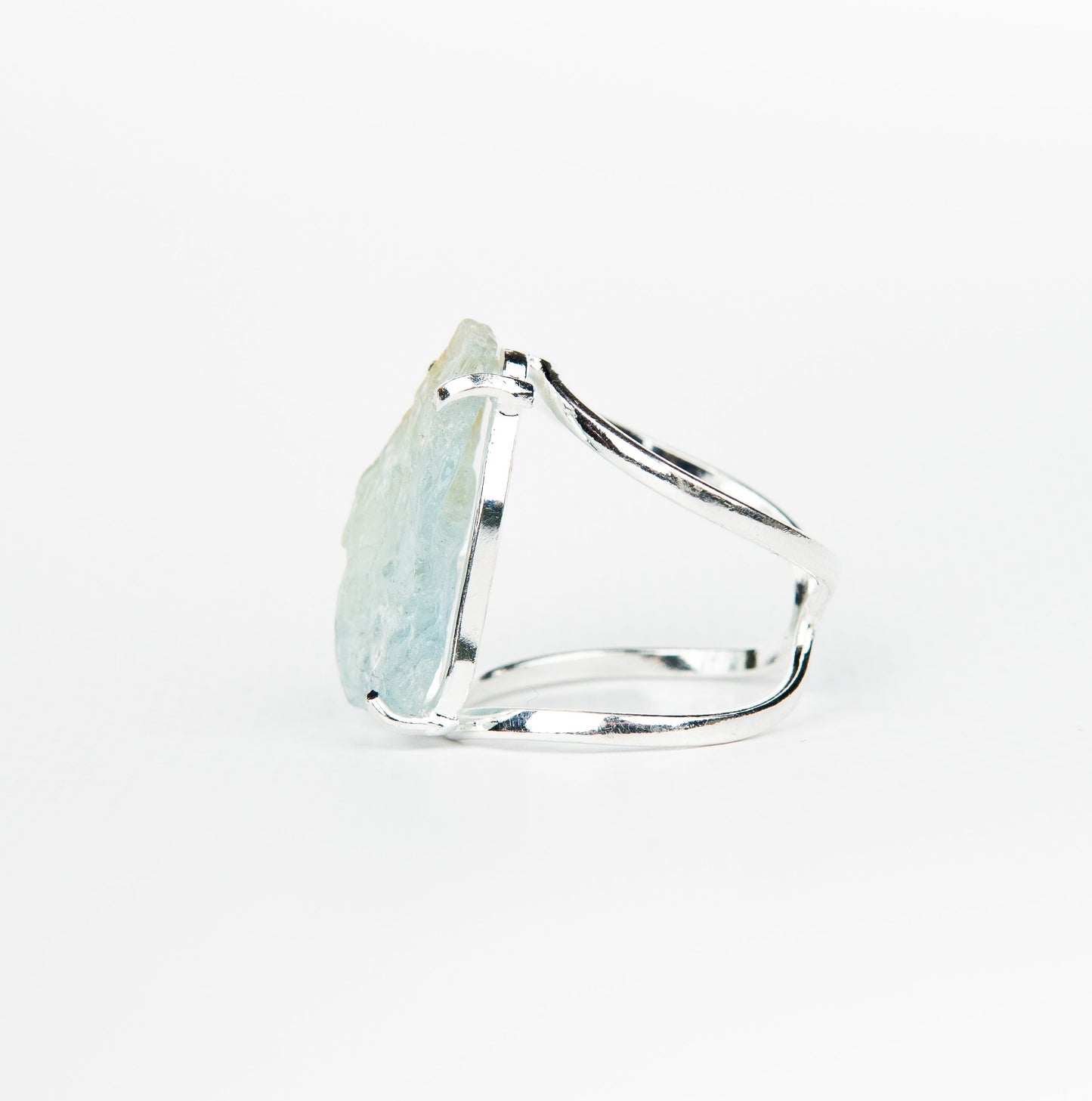Кольцо с аквамарином с посеребрением onesize Aq-158