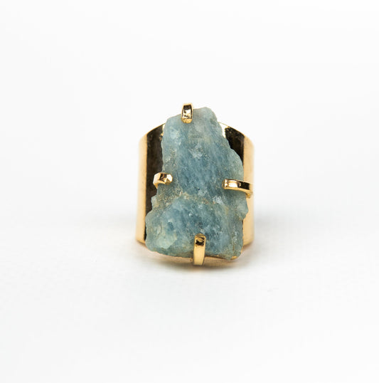 Каблучка з Аквамарина з позолотою onesize Aq-159