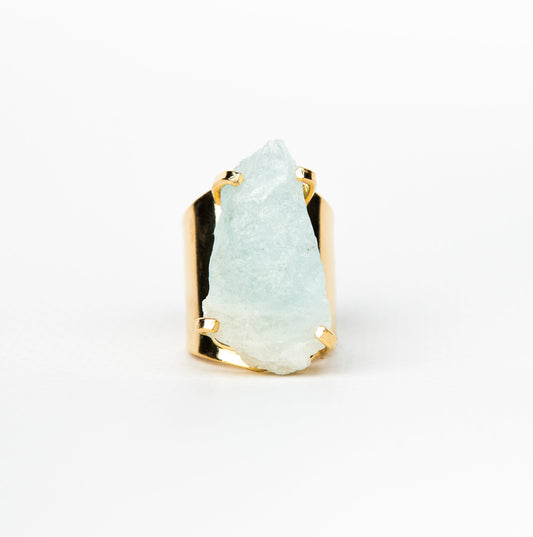 Каблучка з Аквамарина з позолотою onesize Aq-160