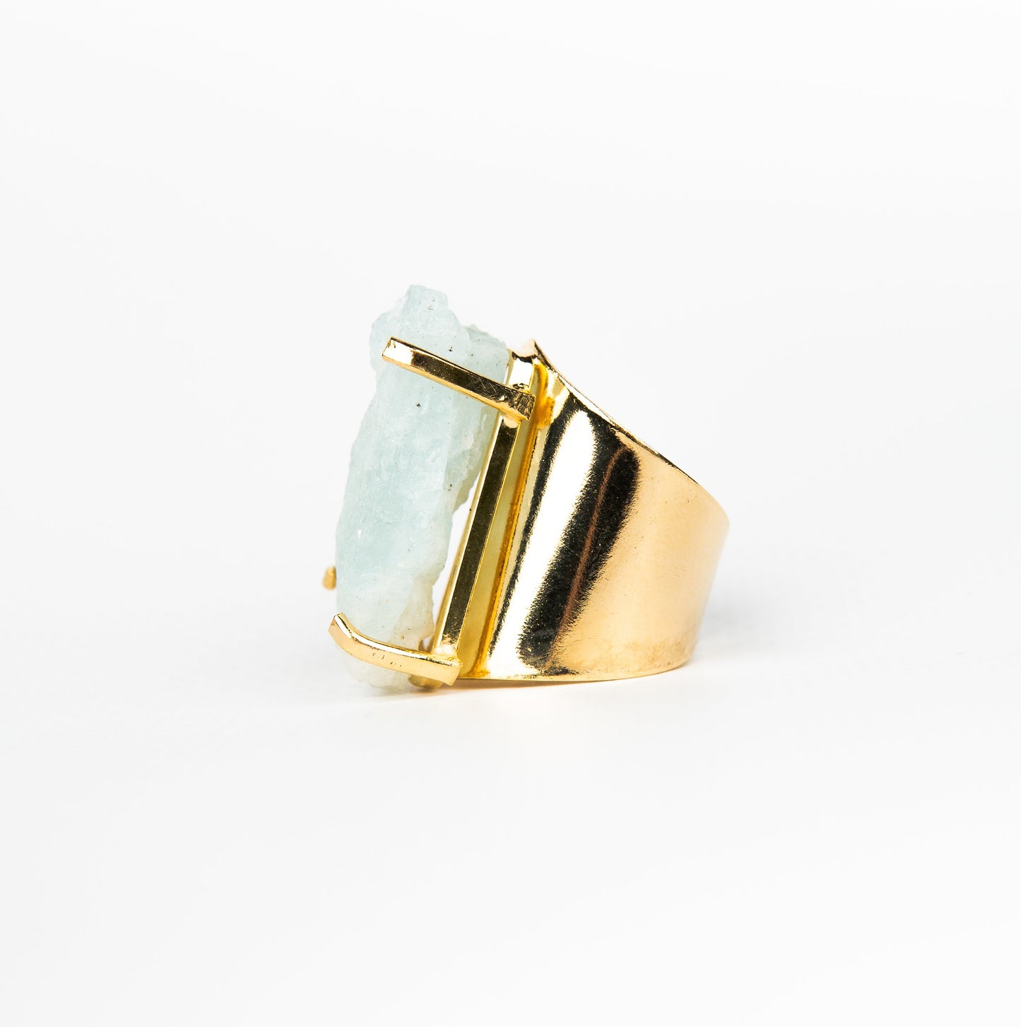 Кольцо с аквамарином с посеребрением onesize Aq-160