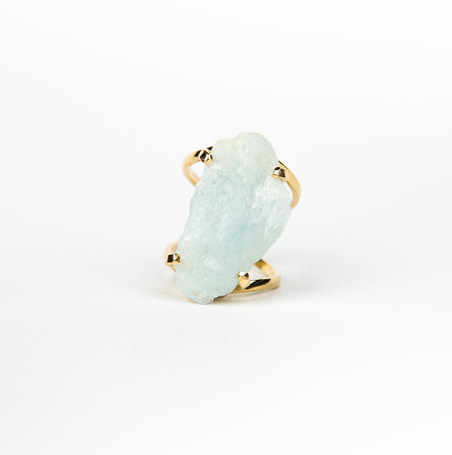 Кольцо с аквамарином с посеребрением onesize Aq-164