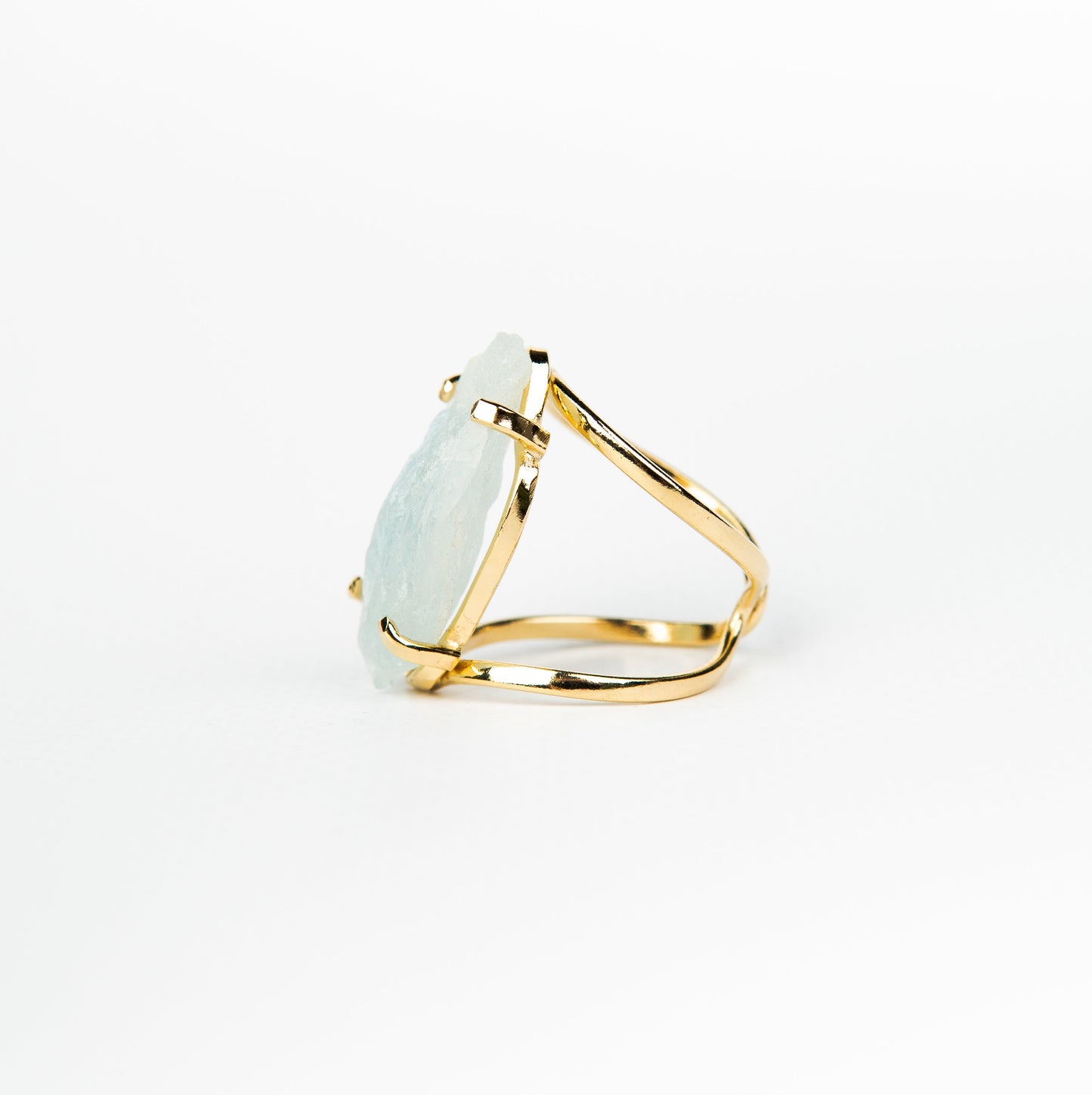 Кольцо с аквамарином с посеребрением onesize Aq-164