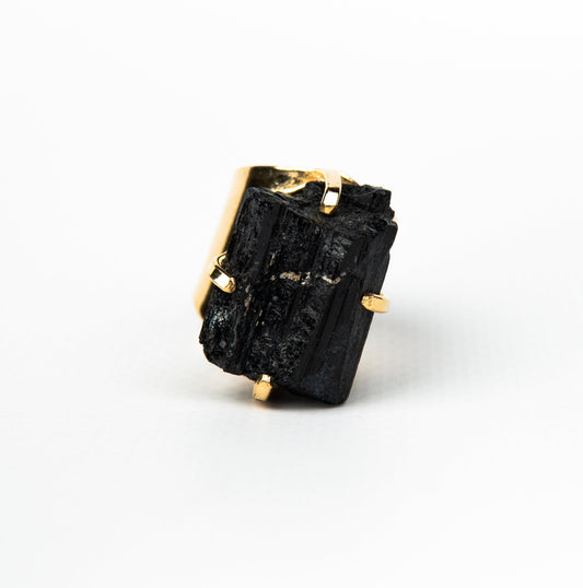 Каблучка з турмаліна з позолотою onesize Tu-118