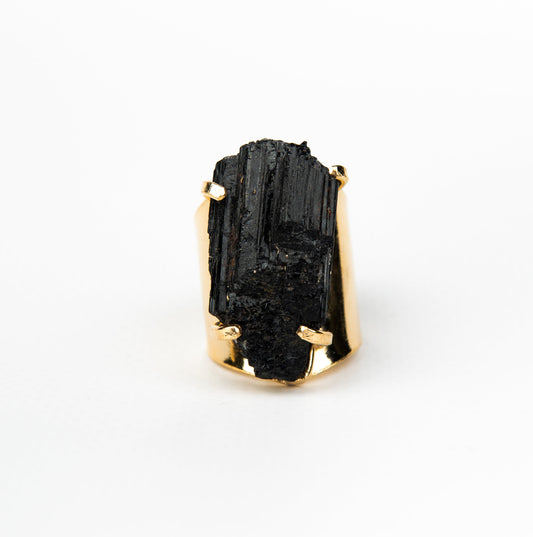 Каблучка з турмаліна з позолотою onesize Tu-119