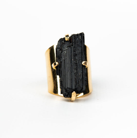 Каблучка з турмаліна з позолотою onesize Tu-120