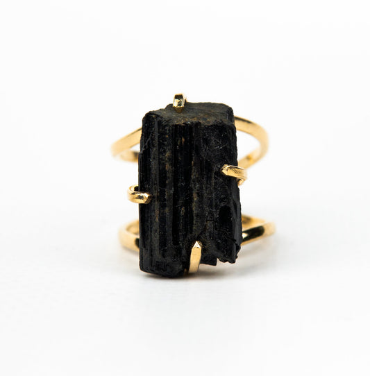 Каблучка з турмаліна з позолотою onesize Tu-126