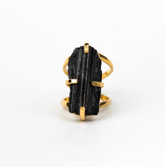 Каблучка з турмаліна з позолотою onesize Tu-129