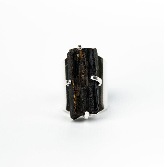 Каблучка з турмаліна з посрібленням onesize Tu-130