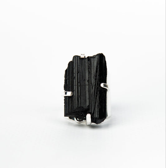 Каблучка з турмаліна з посрібленням onesize Tu-135