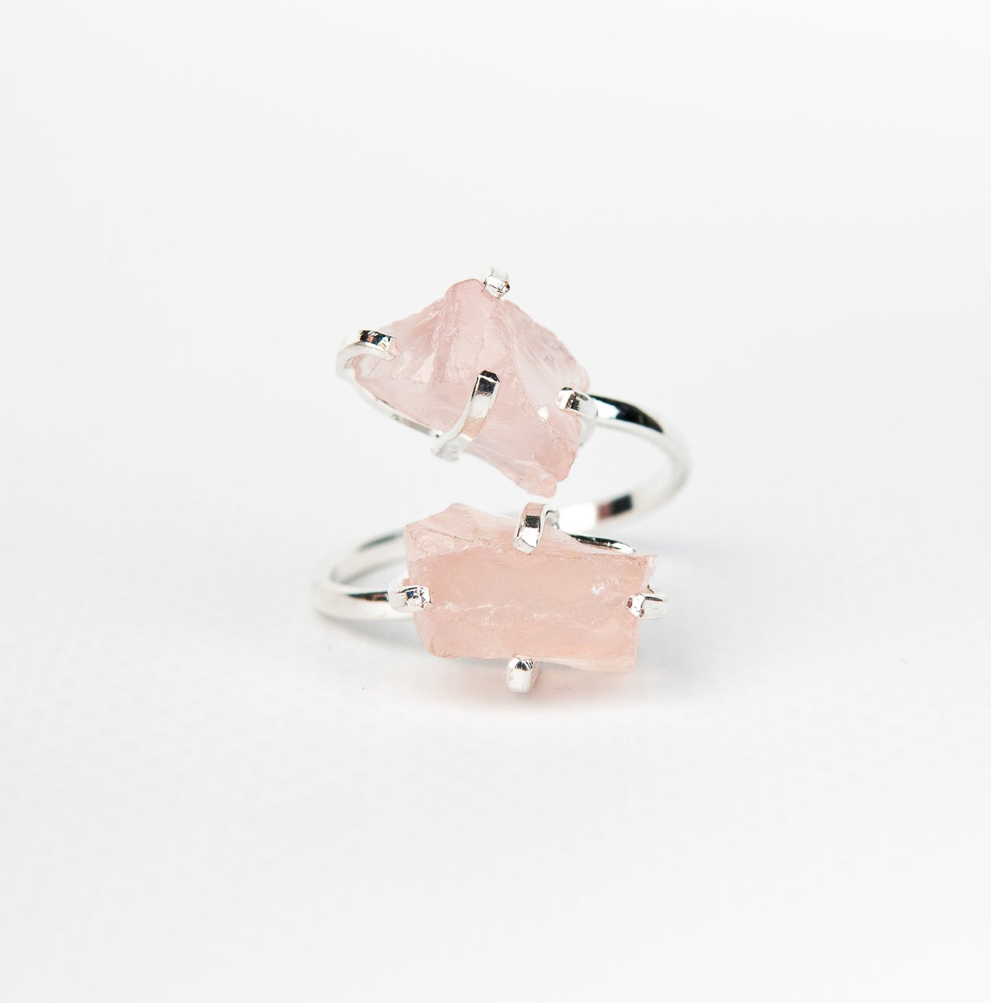 Каблучка з рожевим кварцом з посрібленням onesize Rq-12