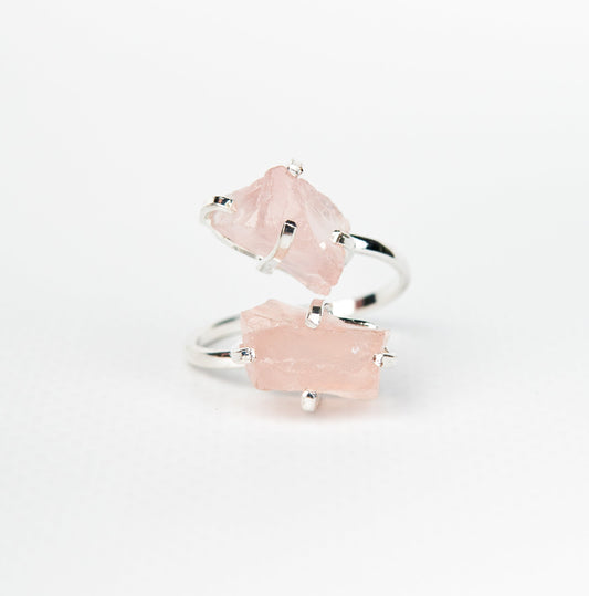 Каблучка з рожевим кварцом з посрібленням onesize Rq-12