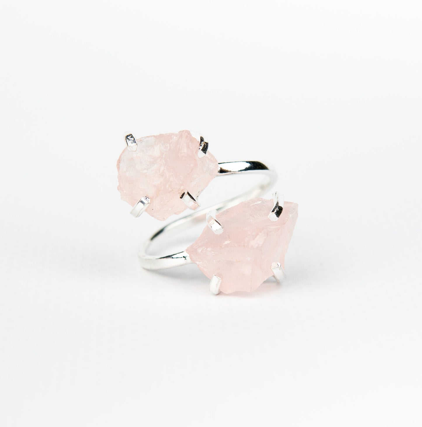 Кольцо с Розовым Кварцем с посеребрением onesize Rq-13