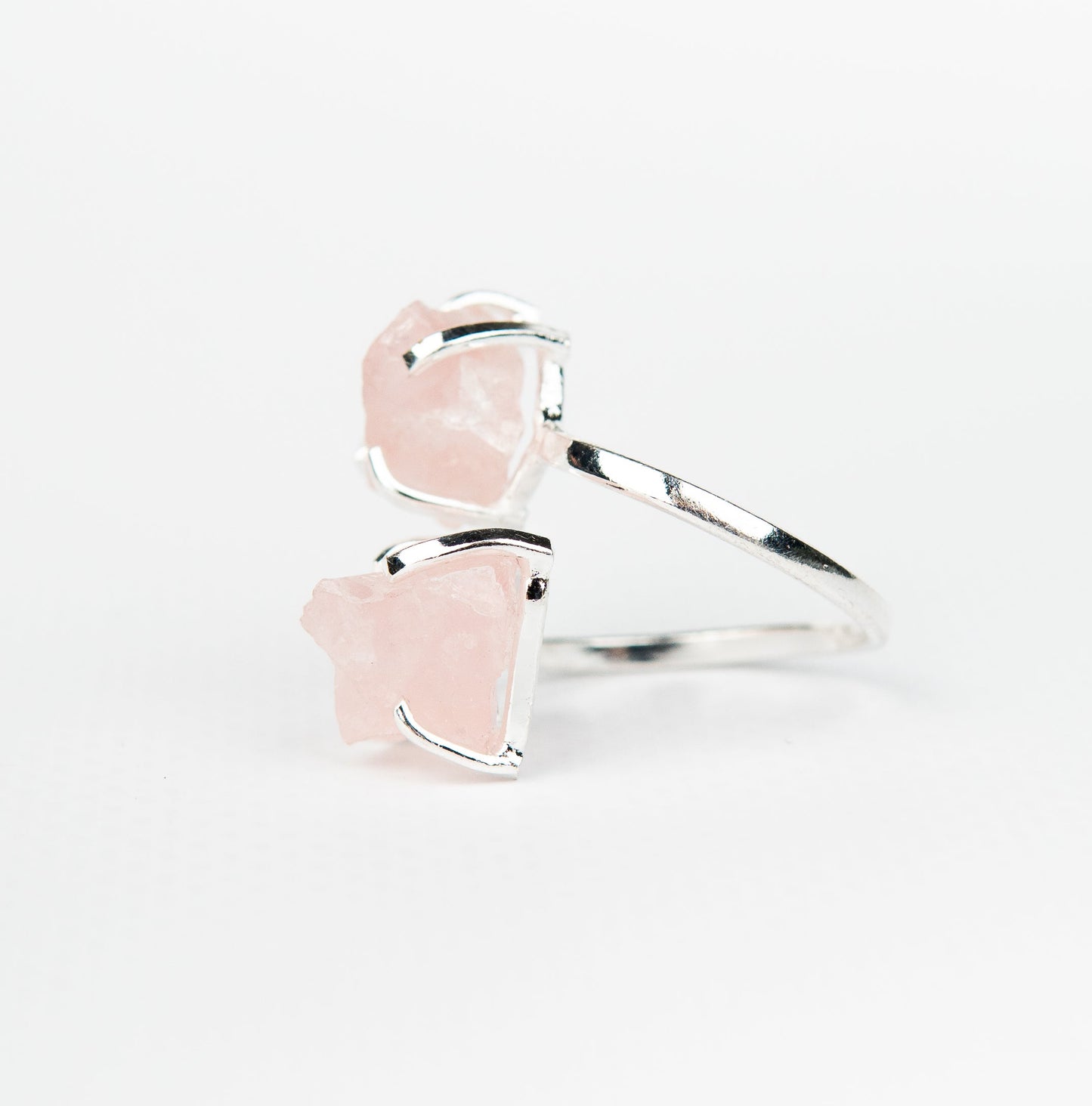 Кольцо с Розовым Кварцем с посеребрением onesize Rq-13