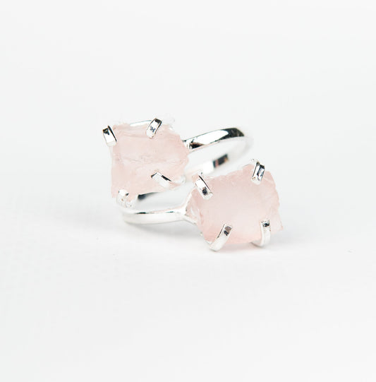 Каблучка з рожевим кварцом з посрібленням onesize Rq-14