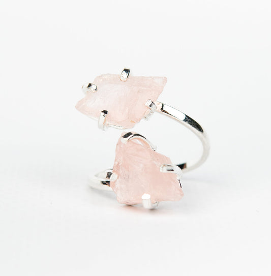Каблучка з рожевим кварцом з посрібленням onesize Rq-15