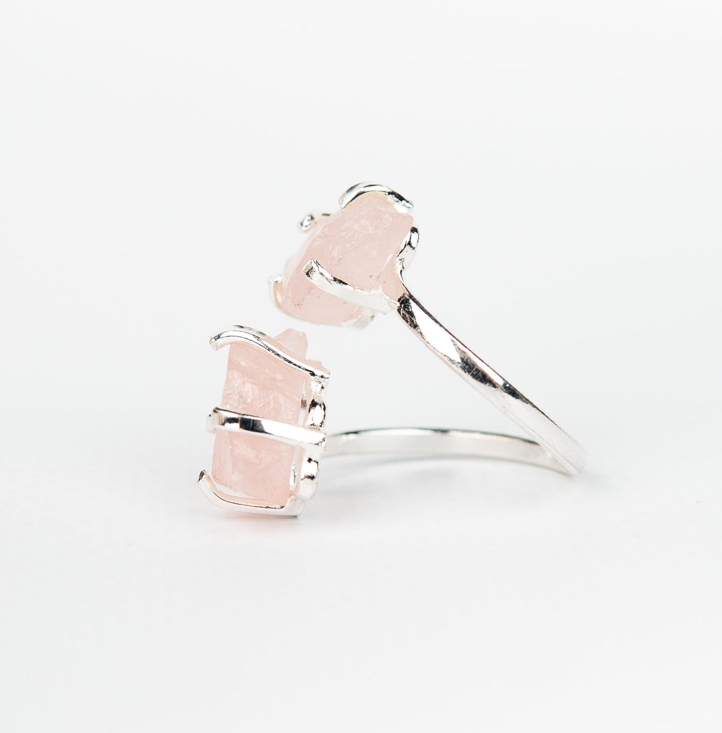 Кольцо с Розовым Кварцем с посеребрением onesize Rq-15
