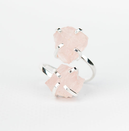 Каблучка з рожевим кварцом з посрібленням onesize Rq-16