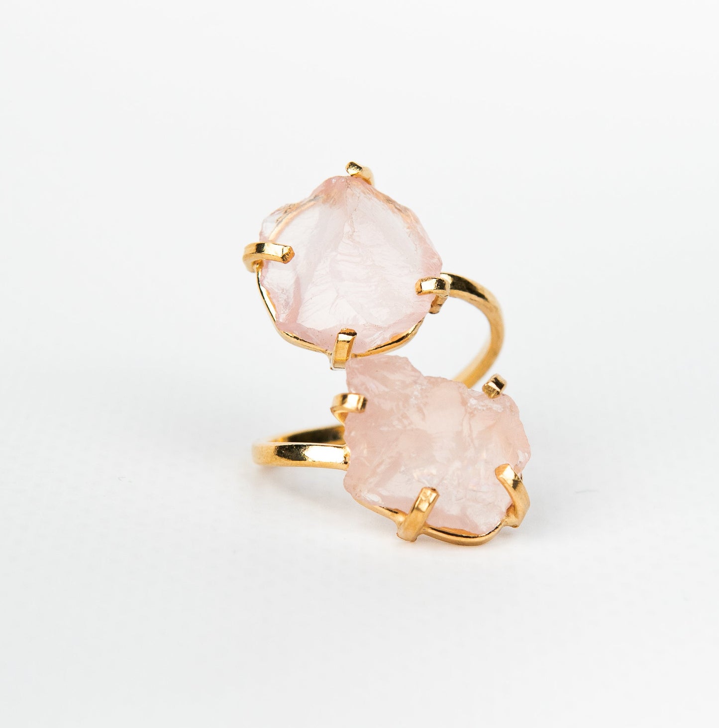 Каблучка з рожевим кварцом з позолотою onesize Rq-17