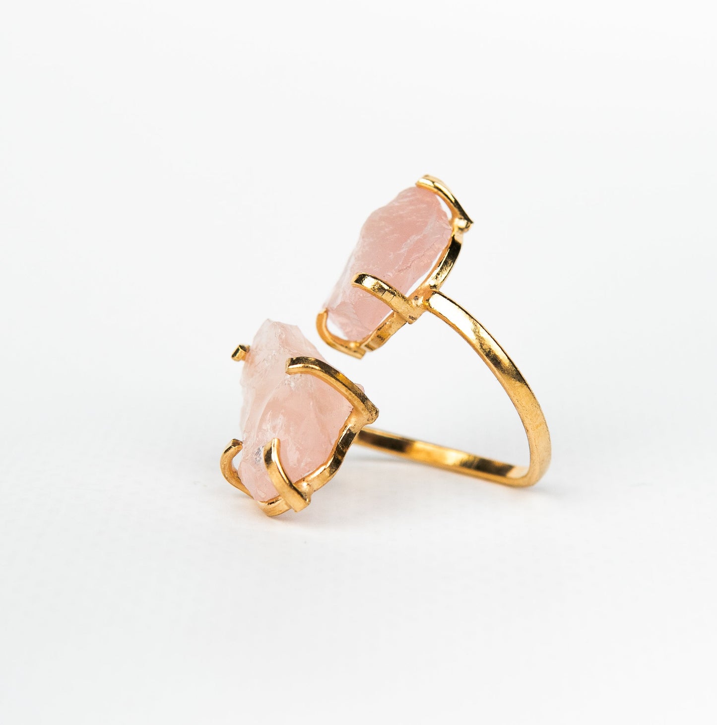 Каблучка з рожевим кварцом з позолотою onesize Rq-17