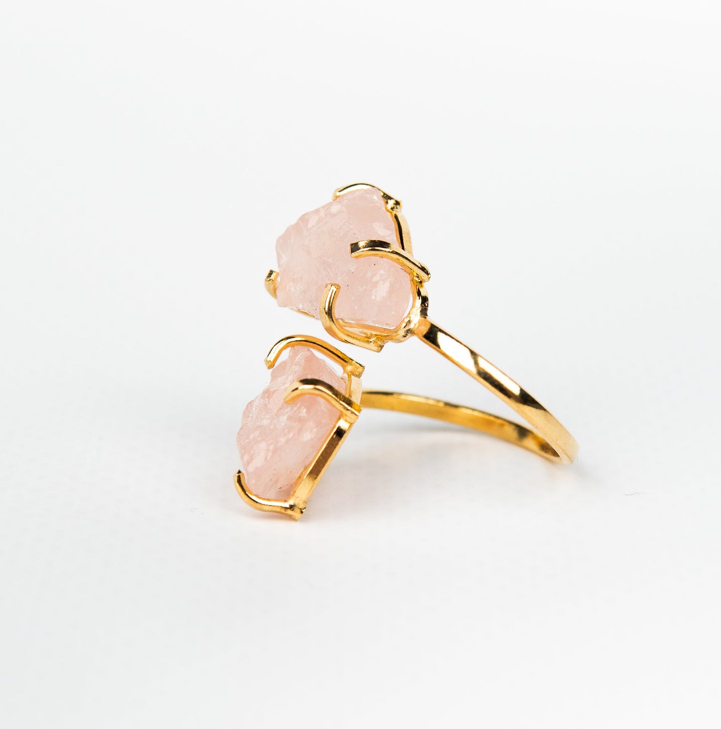 Каблучка з рожевим кварцом з позолотою onesize Rq-18