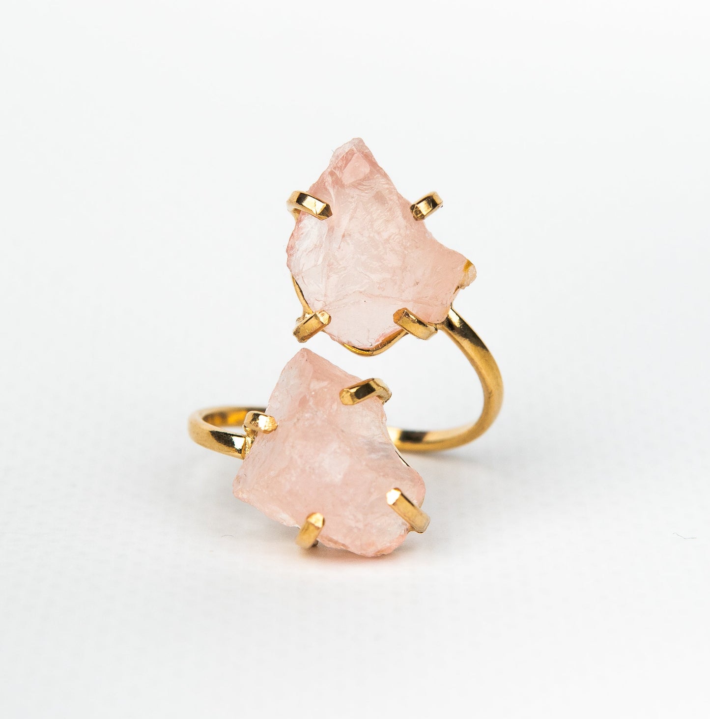 Каблучка з рожевим кварцом з позолотою onesize Rq-22