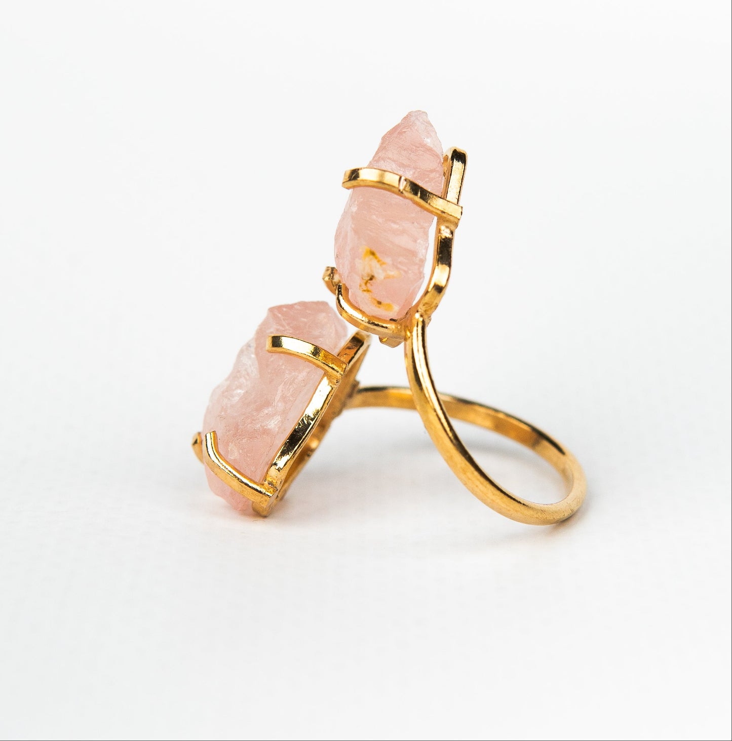 Каблучка з рожевим кварцом з позолотою onesize Rq-22