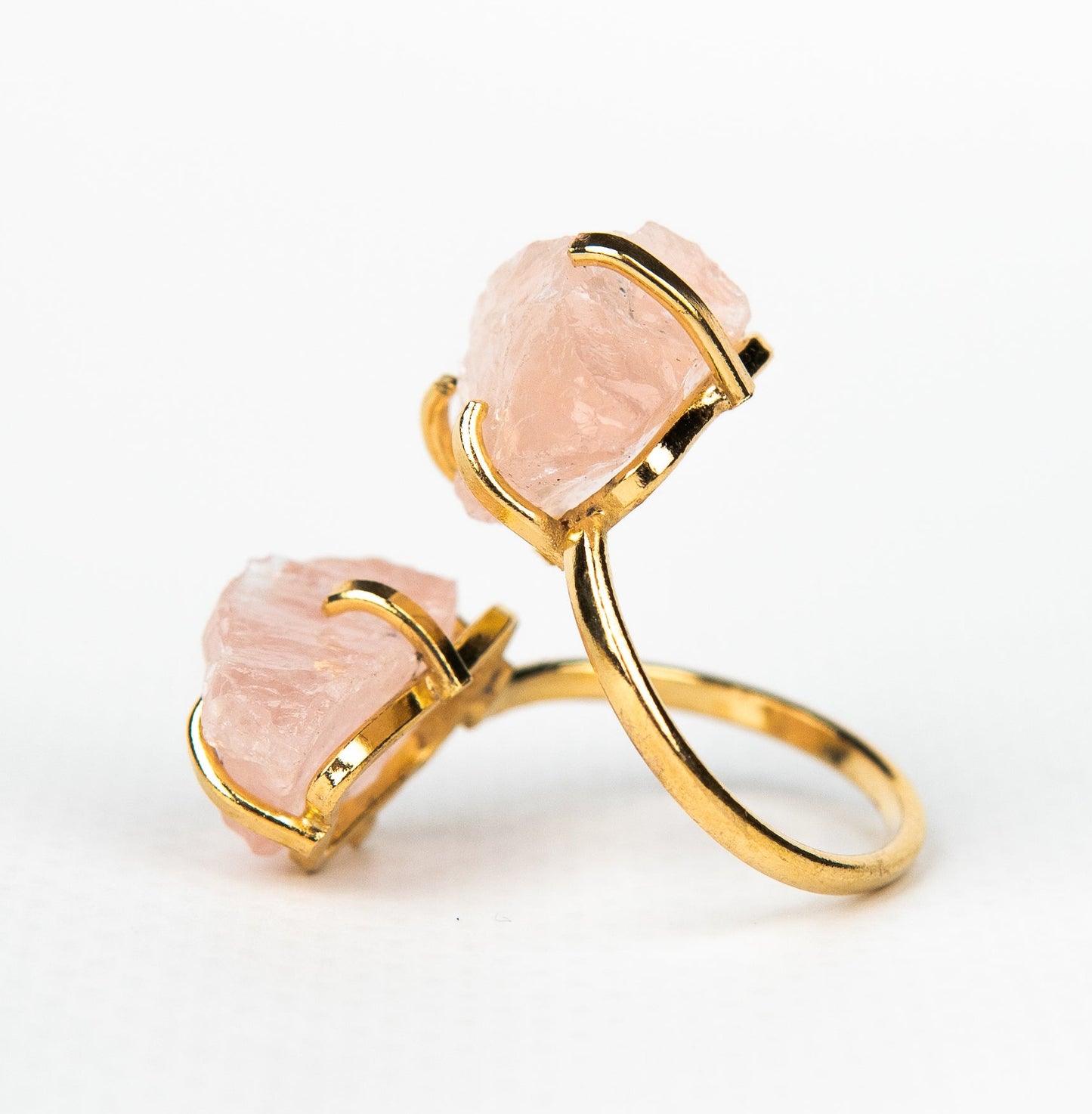 Каблучка з рожевим кварцом з позолотою onesize Rq-23