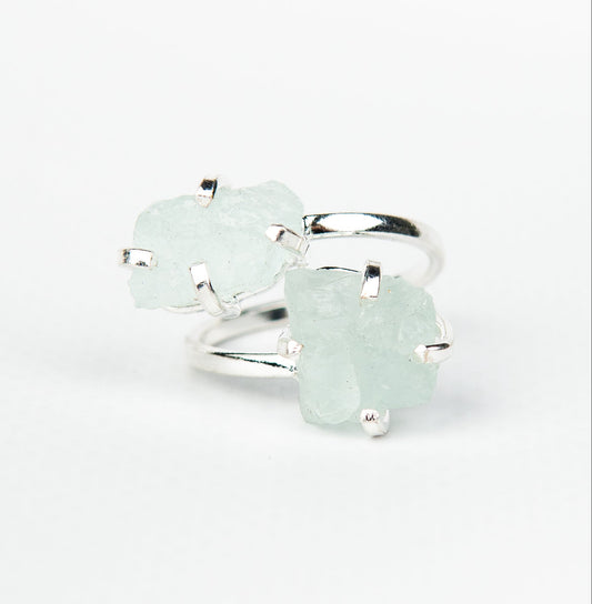 Каблучка з Аквамарина з посрібленням onesize Aq-160