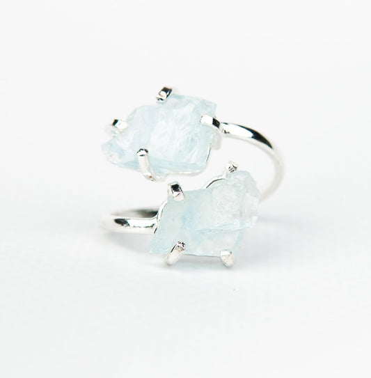 Каблучка з Аквамарина з посрібленням onesize Aq-161