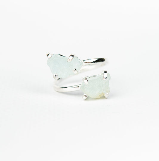 Каблучка з Аквамарина з посрібленням onesize Aq-163