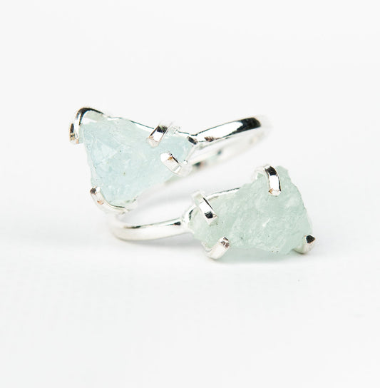 Каблучка з Аквамарина з посрібленням onesize Aq-164