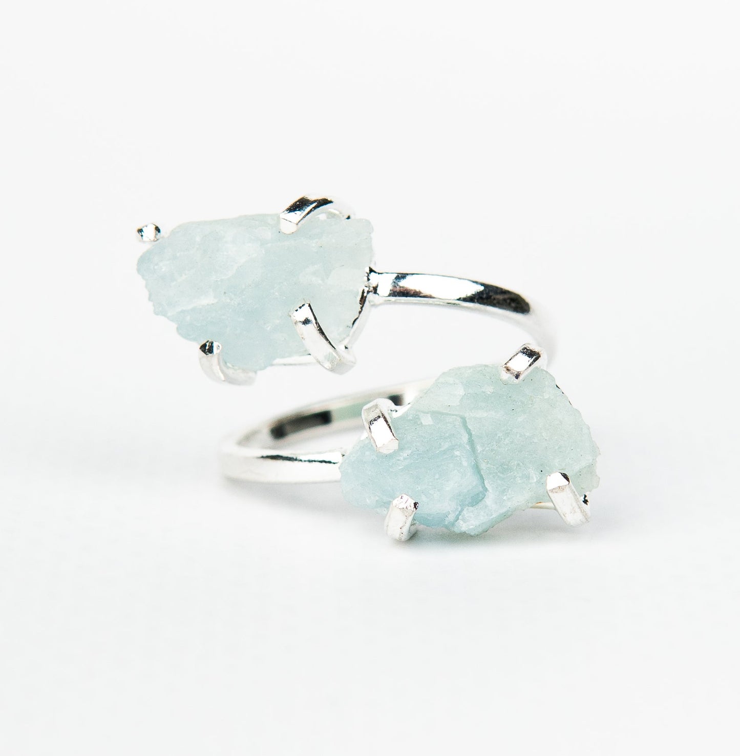 Кольцо с аквамарином с посеребрением onesize Aq-166