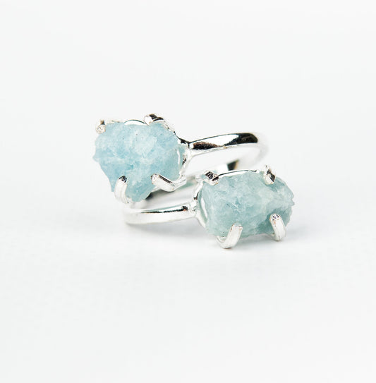 Кольцо с аквамарином с посеребрением onesize Aq-168