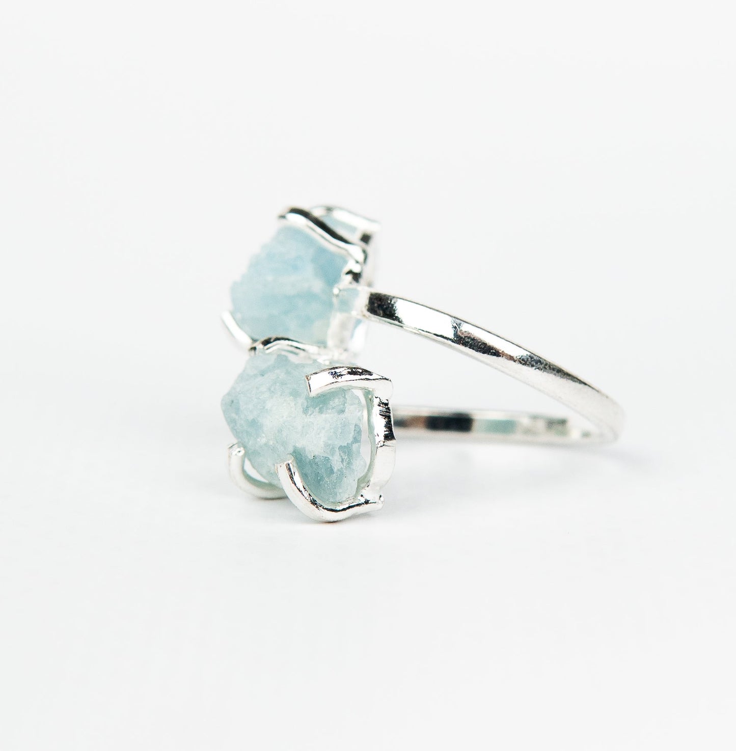 Кольцо с аквамарином с посеребрением onesize Aq-168