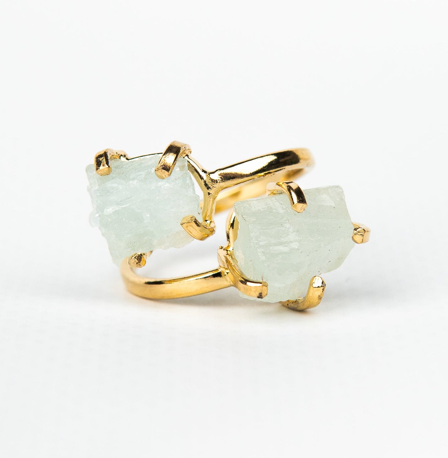 Кольцо с аквамарином с посеребрением onesize Aq-168