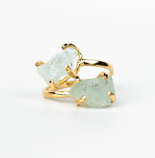 Кольцо с аквамарином с посеребрением onesize Aq-169