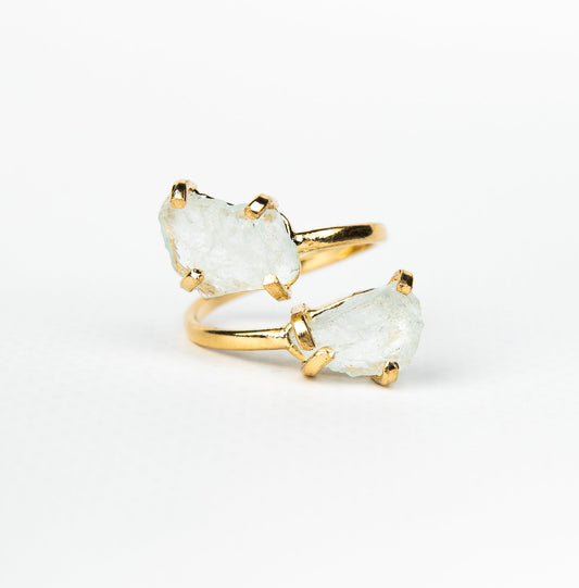 Кольцо с аквамарином с посеребрением onesize Aq-172