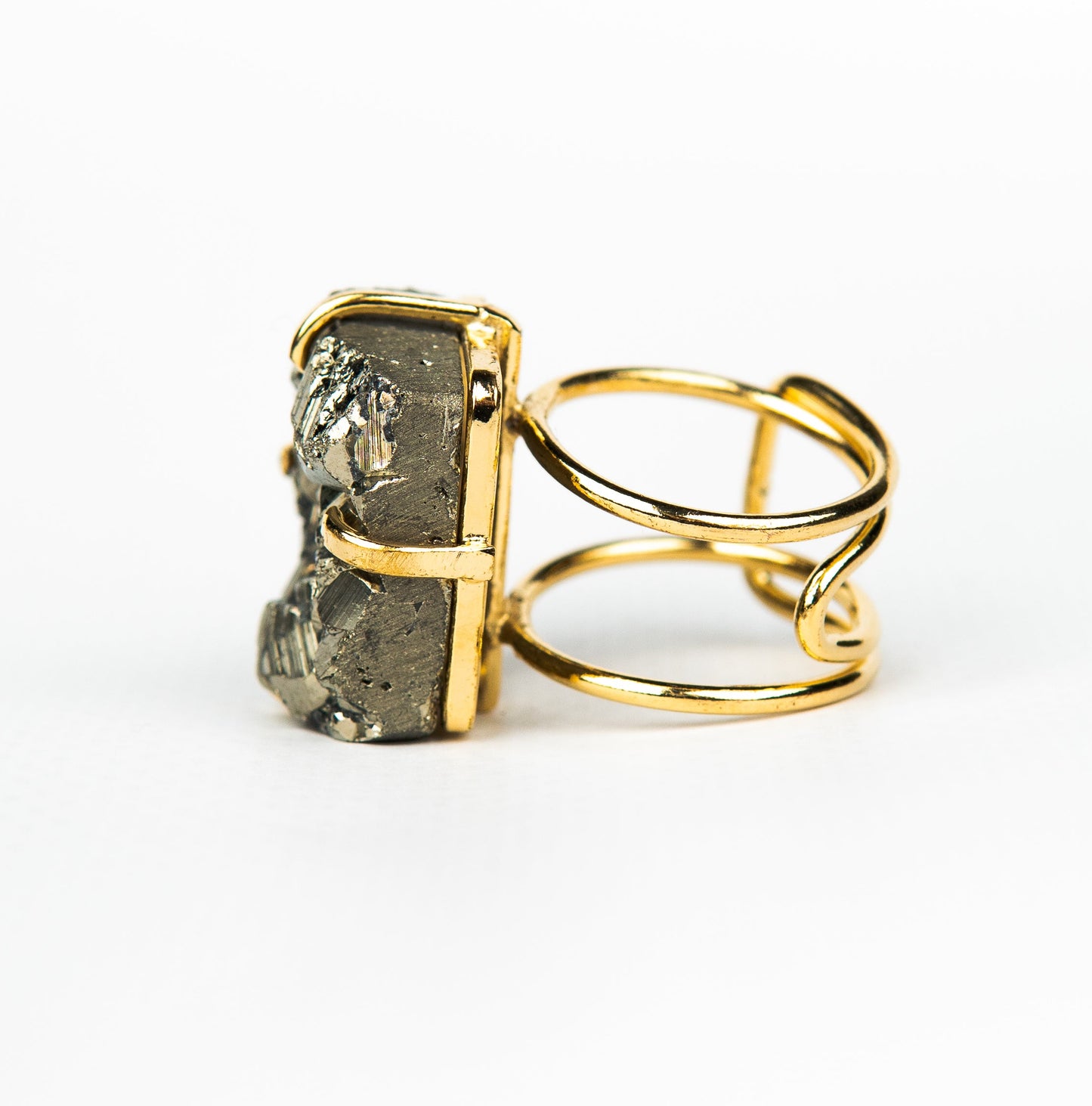 Каблучка з піритом з позолотою onesize Py-37