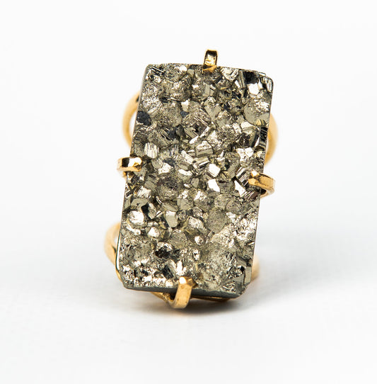 Кольцо с пиритом с позолотой onesize Py-39