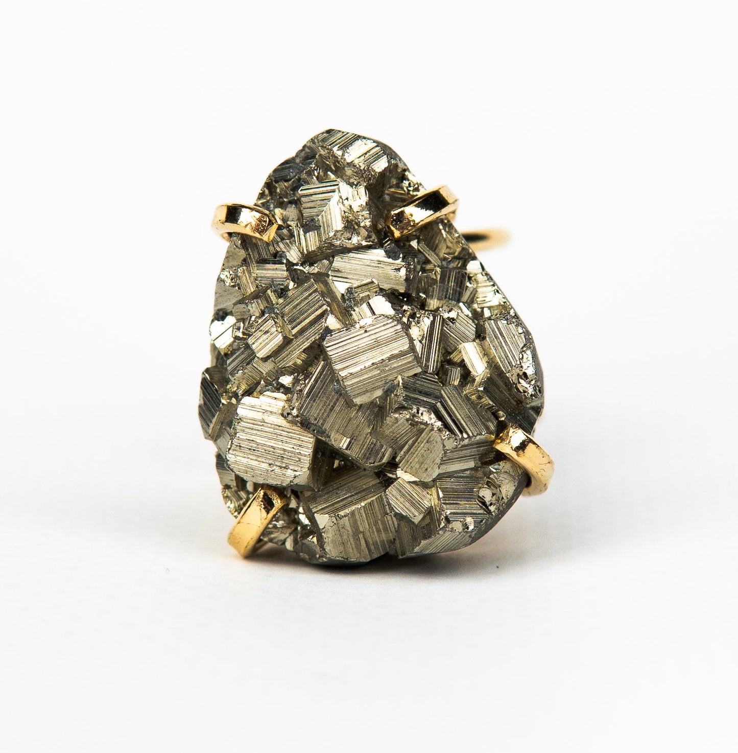 Кольцо с пиритом с позолотой onesize Py-43