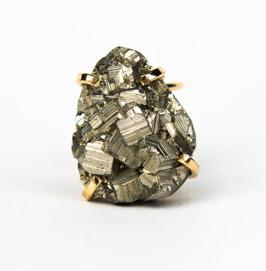 Кольцо с пиритом с позолотой onesize Py-43