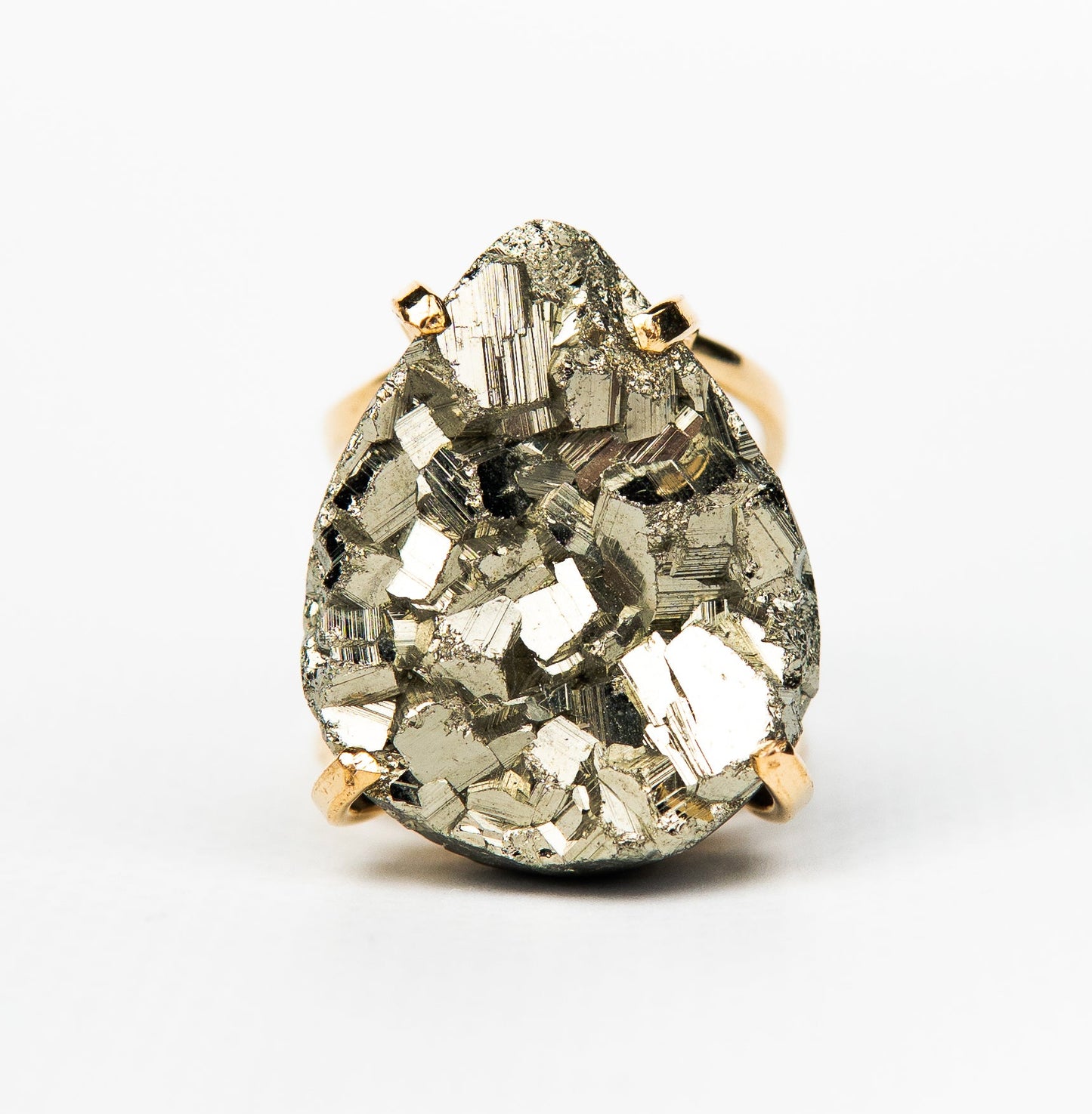 Каблучка з піритом з позолотою onesize Py-44