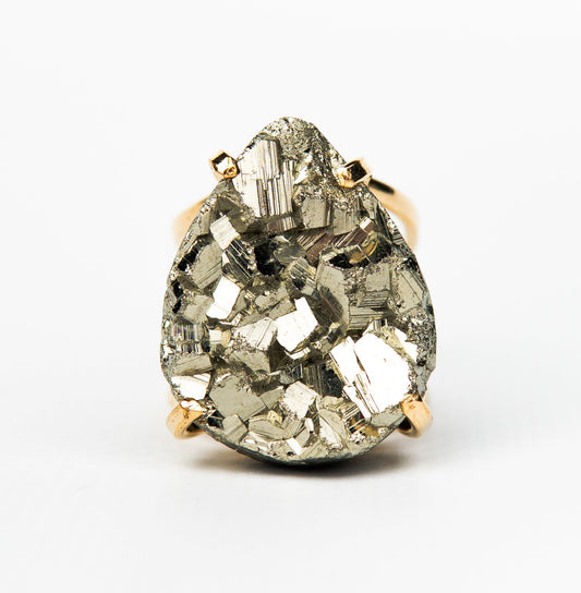 Кольцо с пиритом с позолотой onesize Py-44
