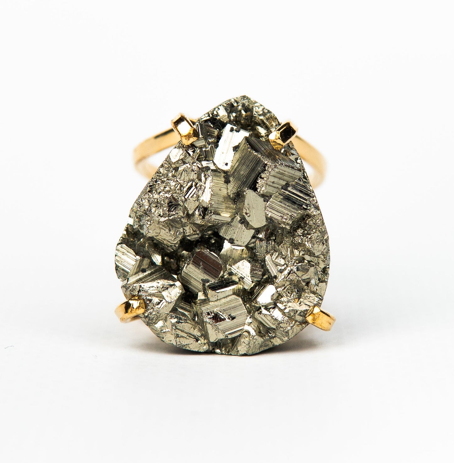Каблучка з піритом з позолотою onesize Py-45