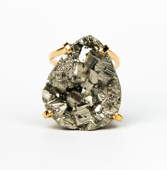 Каблучка з піритом з позолотою onesize Py-45