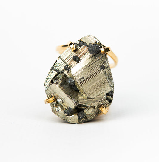 Кольцо с пиритом с позолотой onesize Py-46