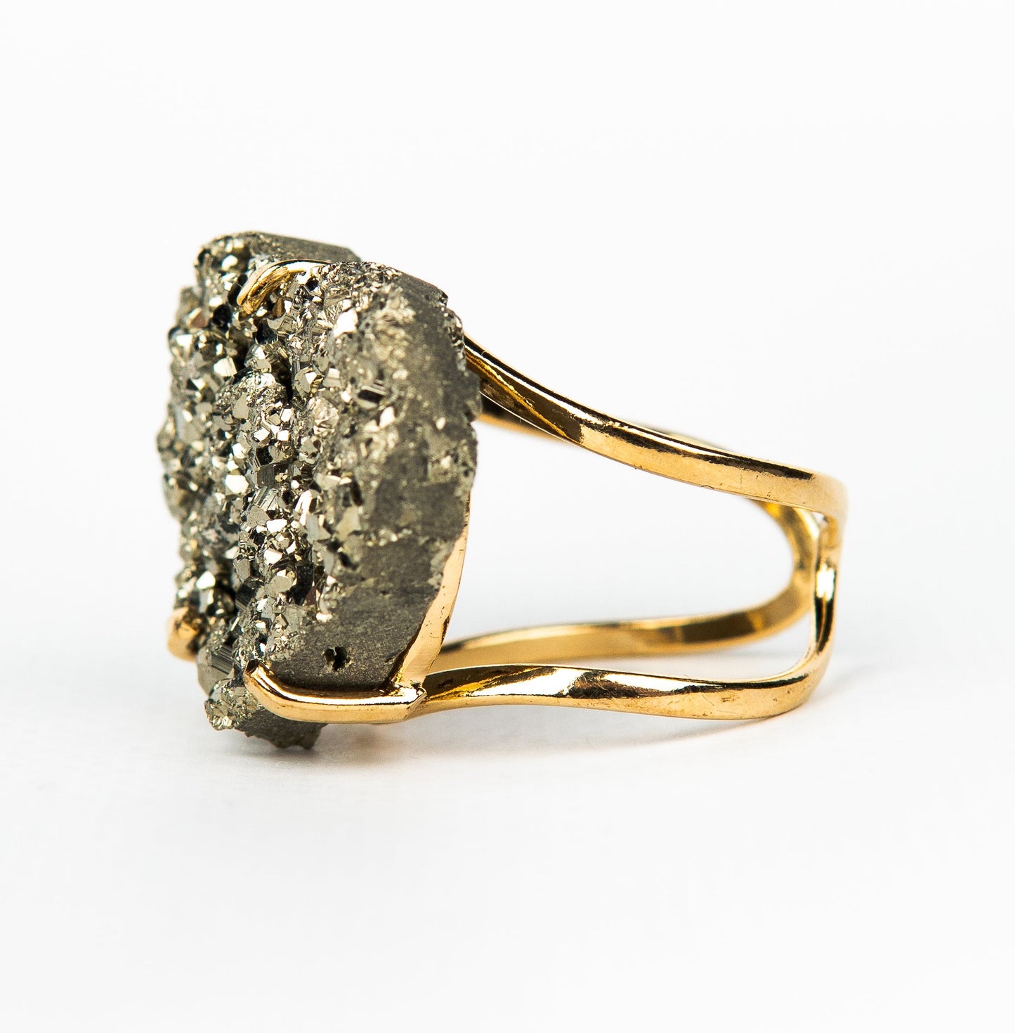 Каблучка з піритом з позолотою onesize Py-47